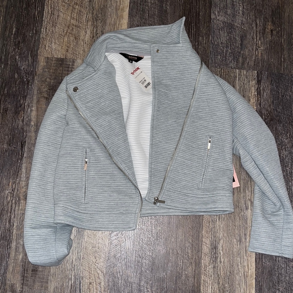 Gray Ribbed blazer